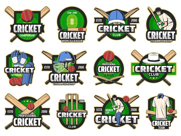 Cricket sport game and club icons