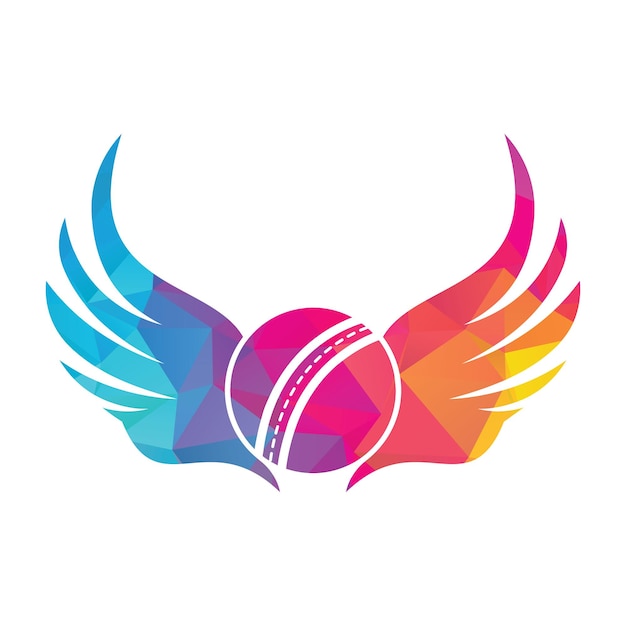 Cricket sports vector logo design template Cricket ball with wings icon design