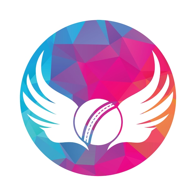 Cricket sports vector logo design template Cricket ball with wings icon design