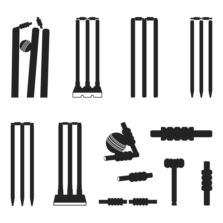 Vector cricket stump vector clip art set cricket stumps and bails vector silhouette illustratie