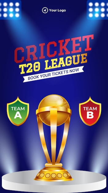 Modello di ritratto di cricket t20 league