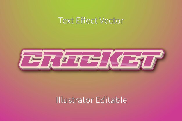 Cricket Text effect illustrator editable