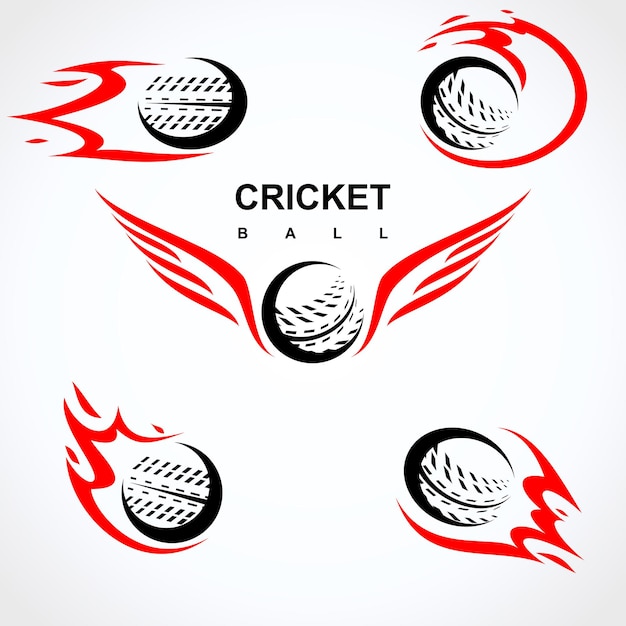 Cricketbal set Collectie iconen cricket Vector