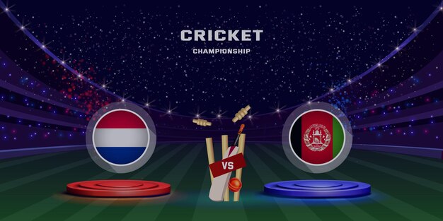 Cricketbatslieden van team versus deelnemende landen knuppelbalhelmen en stadionblauwe achtergrond