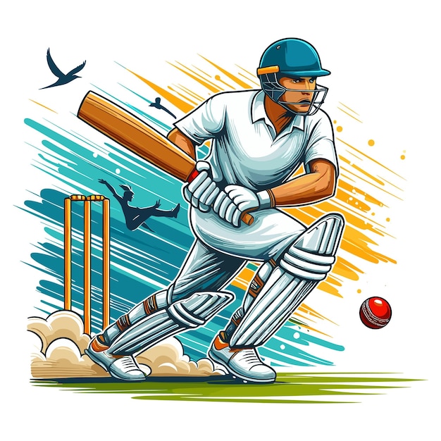 cricketer vector illustration