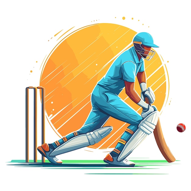 cricketer vector illustration