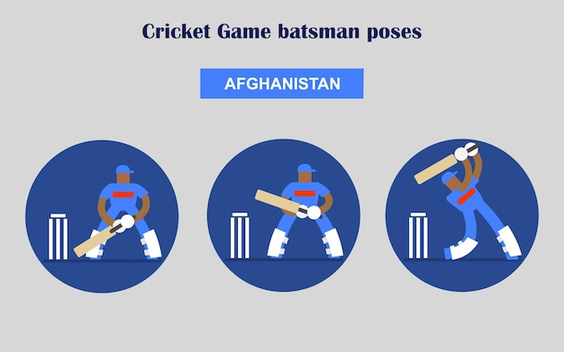 Cricketspeler acties vormt vectorillustratie