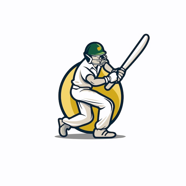 Vector cricketspeler met een knuppel en bal vector illustratie