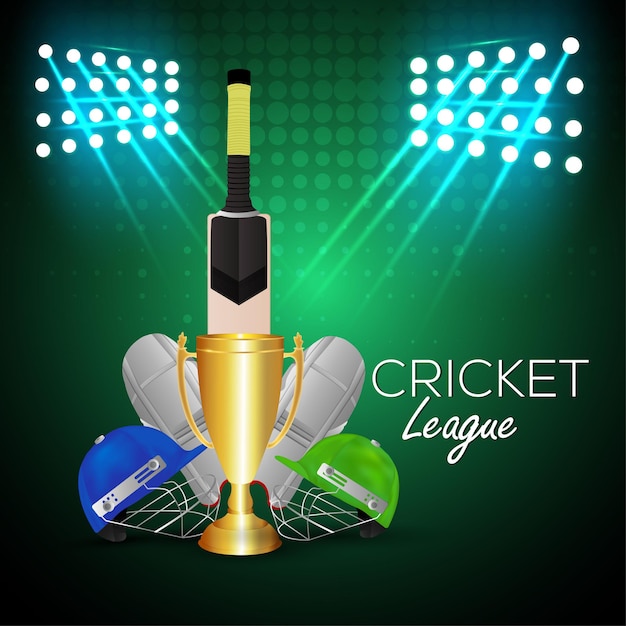 Crickettoernooi concept met stadion en trofee