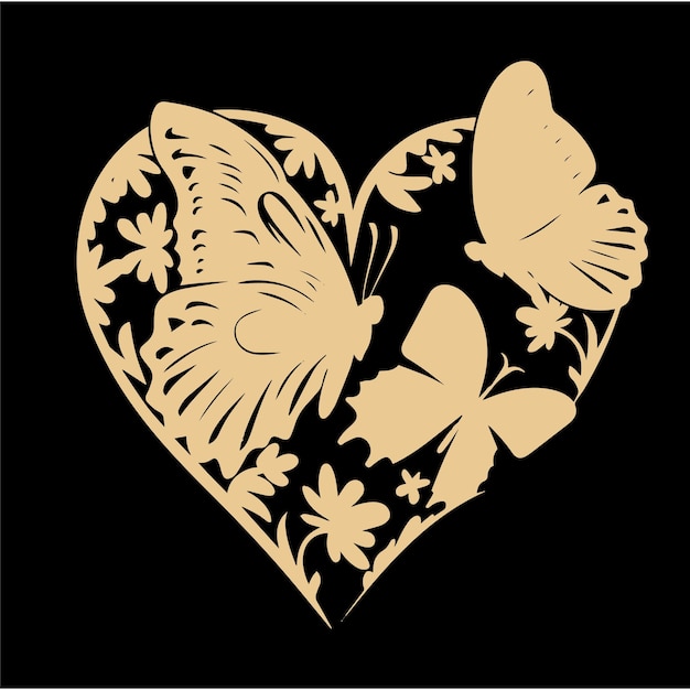 Vector cricut floral heart butterfly svg vector