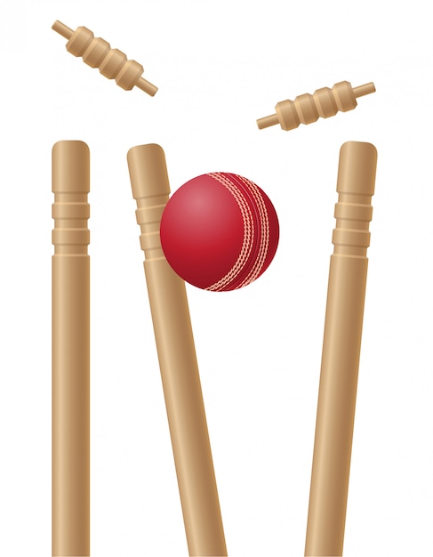 Vector criket wickets en bal vectorillustratie
