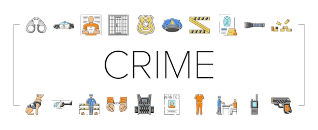 Vector crime scene police evidence icons set vector