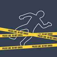 Vector crime scene with body outline.