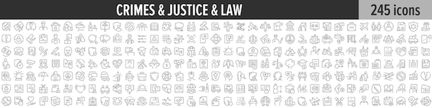 Vector crimes justice and law lineaire icooncollectie