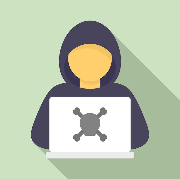 Criminal hacker icon Flat illustration of criminal hacker vector icon for web design