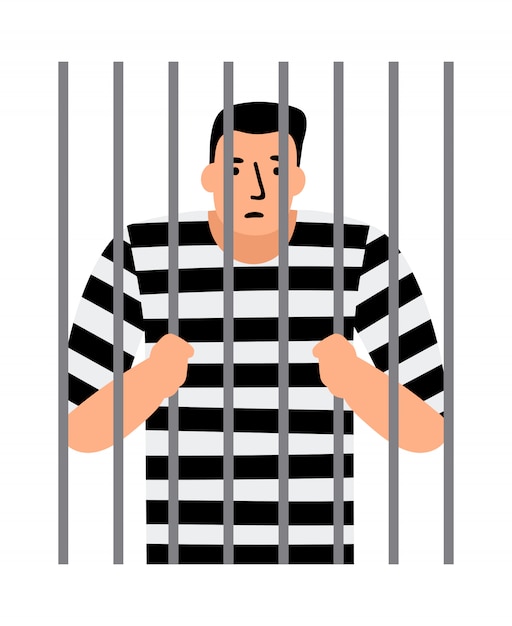 Vector criminal man in jail