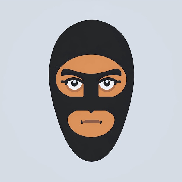 Vector crimineel gemaskerde dief man gezicht overvaller pictogram bandit vector illustratie stijl is plat iconisch symbool