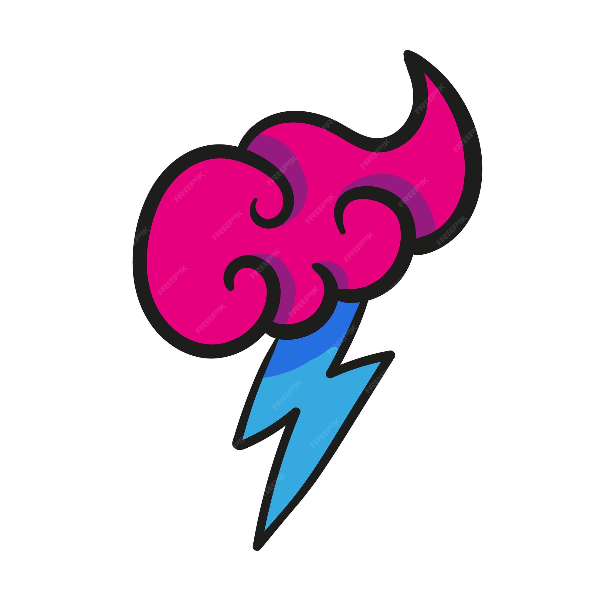 Premium Vector | Crimson cartoon cloud with lightning Premium Vector | Crimson cartoon cloud with lightning