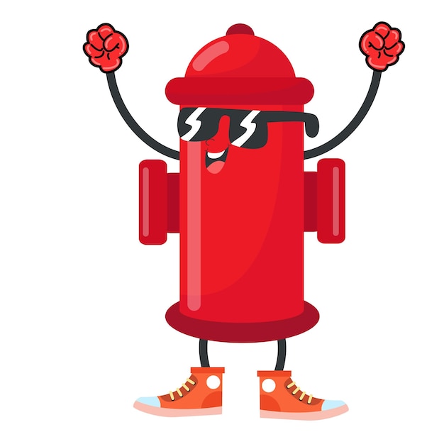 Vector crimson hydrant splash cartoon red fire hydrant characters in vector