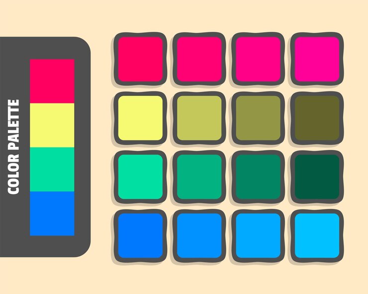 Vector crimson khaki mediumspringgreen dodgerblue color palette colour matching rgb harmonious colors