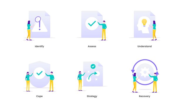 Vector crisis management illustration set.