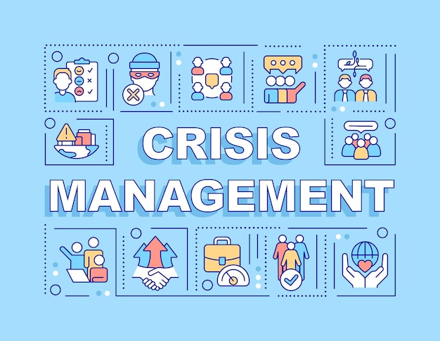 Crisis management word concepts blue banner