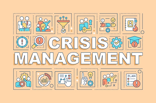 Crisis management word concepts yellow banner