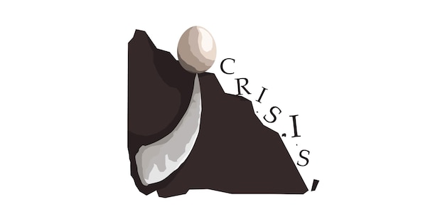 危機 経済危機の概念を描いたデザインで 角の先端に卵のシンボルが描かれています