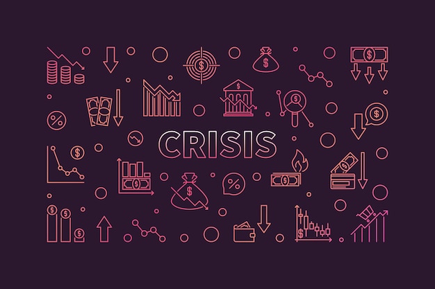 Crisis vector horizontaal gekleurde banner Economie Recessie illustratie