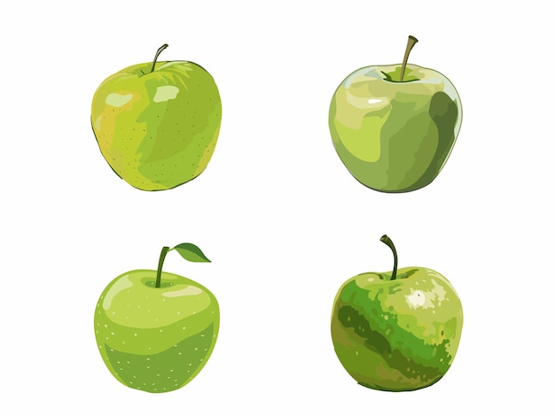 Crisp and Refreshing Illustration of a Green Apple