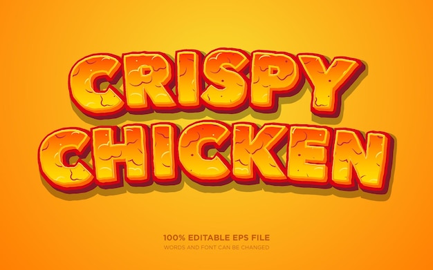 Vector crispy chicken 3d bewerkbaar tekststijleffect