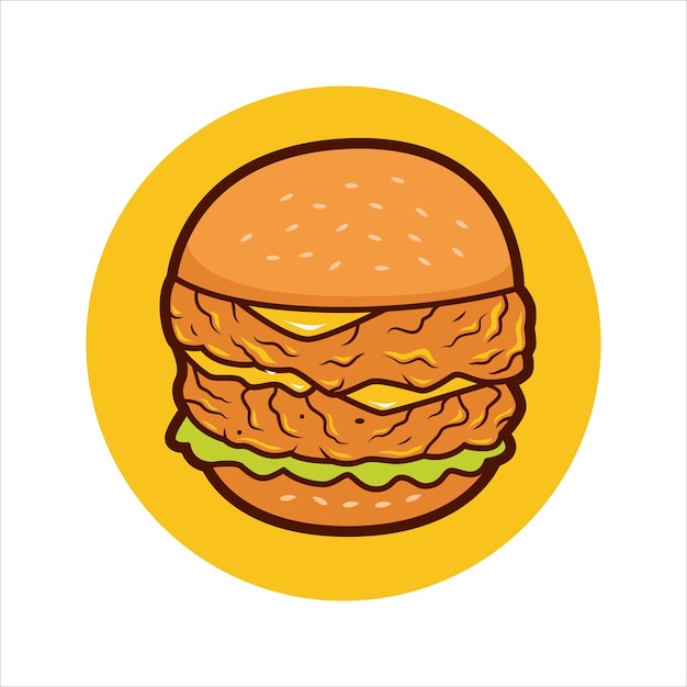Crispy chicken burger vector illustration