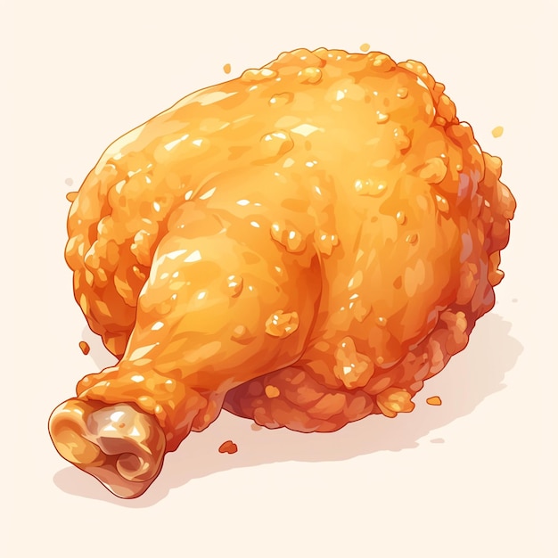 Vector crispy fried chicken drumstick cartoon scene