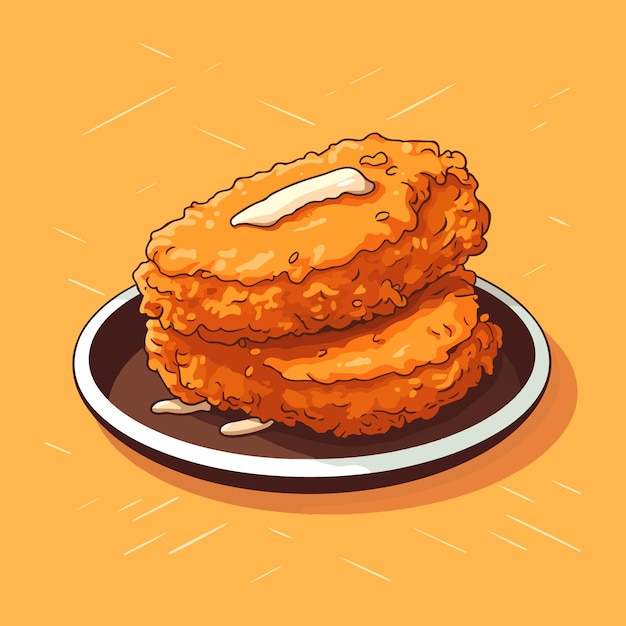 Vector crispy fried chicken pieces isolated