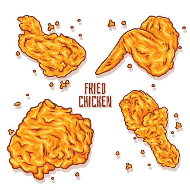 Vector crispy fried chicken vector illustration. fried chicken illustration vector. fast food