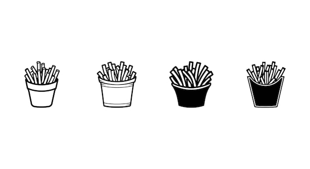 Vector crispy potato fries icons french fries vector set