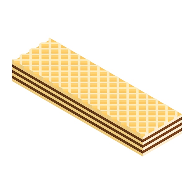 Vector crispy wafer chocolate cream flavor isometric view isolated on white background vector