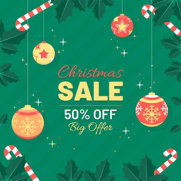 Cristmas sale banner flat design