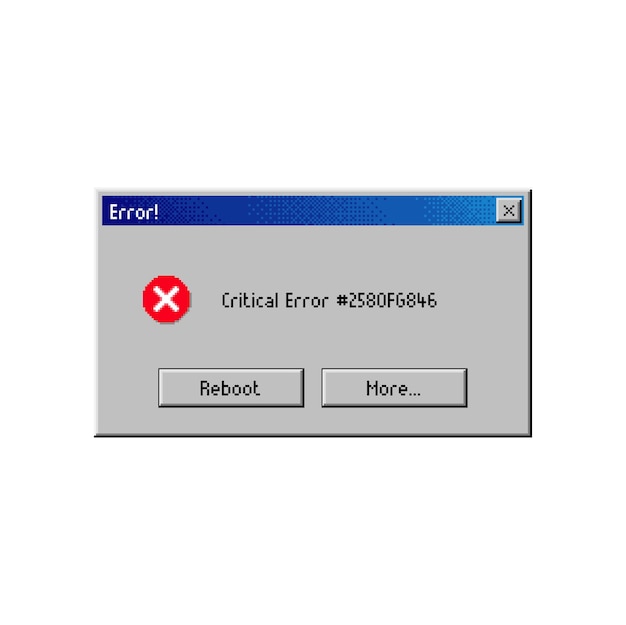 Critical error message window PC popup warning