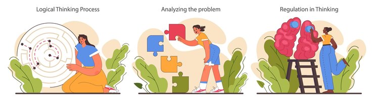 Vector critical thinking skill set strategic decisionmaking brainstorming and solution research