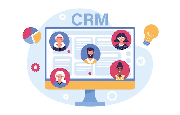 Vector crm at computer vector concept