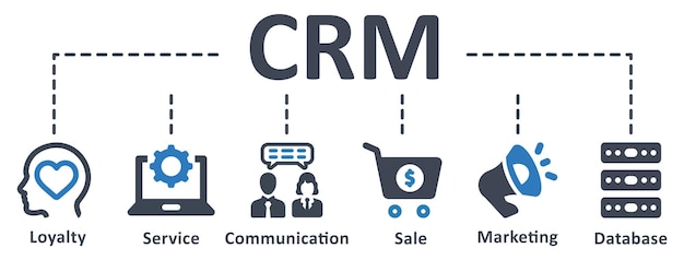 Дизайн инфографического шаблона CRM с иконками векторной иллюстрации бизнес-концепции