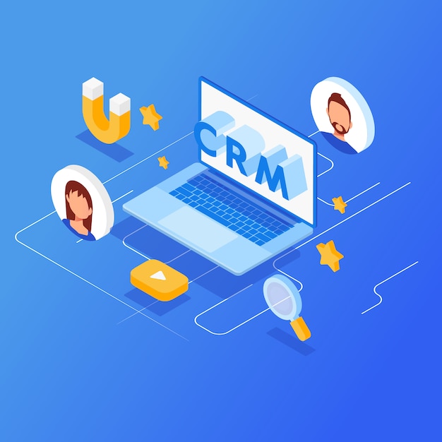 CRM isometrische vectorillustratie.