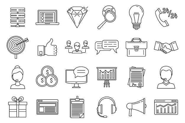 Crm platform icons set