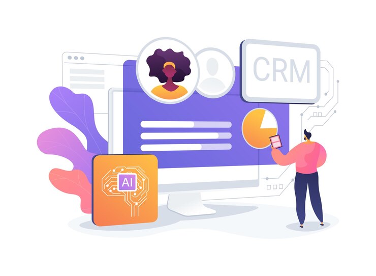 CRM with AIGenerated Insights abstract concept vector illustration