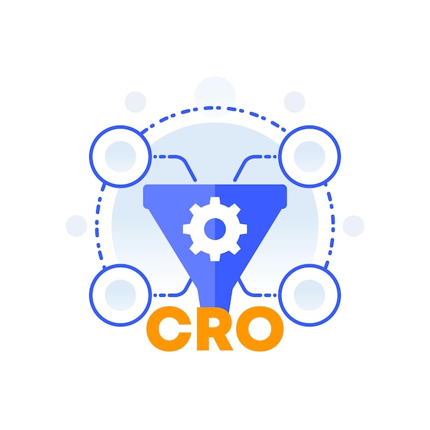 Cro, оптимизация коэффициента конверсии, значок вектора воронки продаж