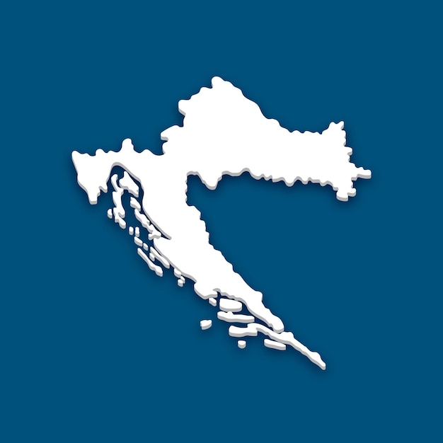 Croatia 3D map for design isolated