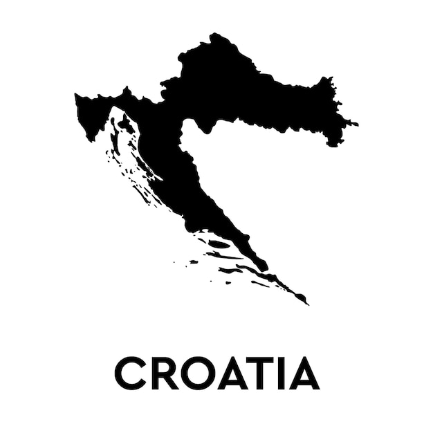 Croatia black mapborder with name of country