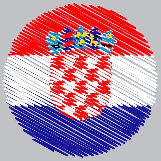 Croatia flag circle with scribble effect