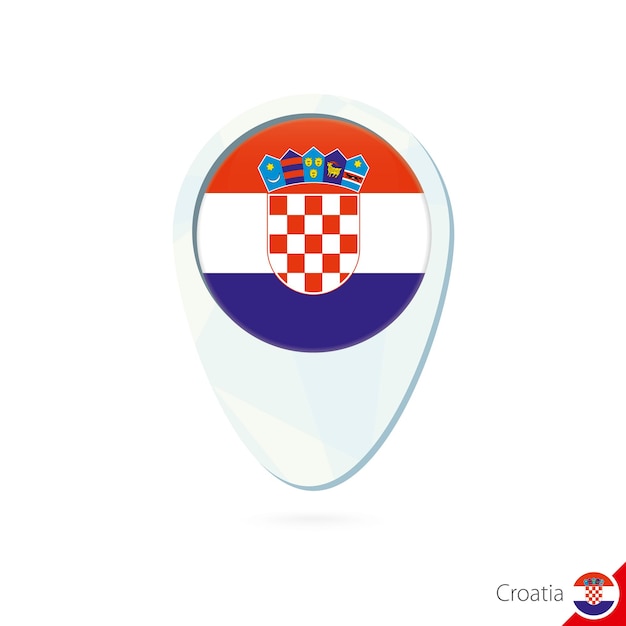 Croatia flag location map pin icon on white background